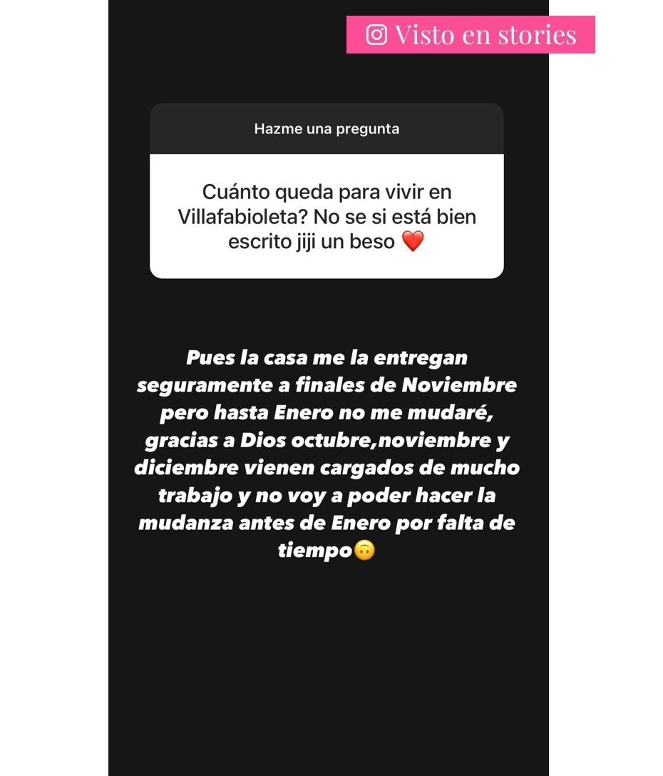 Violeta explica el motivo por el que ha pospuesto la mudanza a su nueva casa