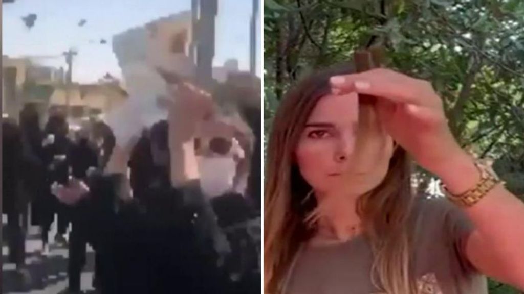Revolución del velo: las españolas se cortan el pelo y las iraníes rompen fotos del líder supremo