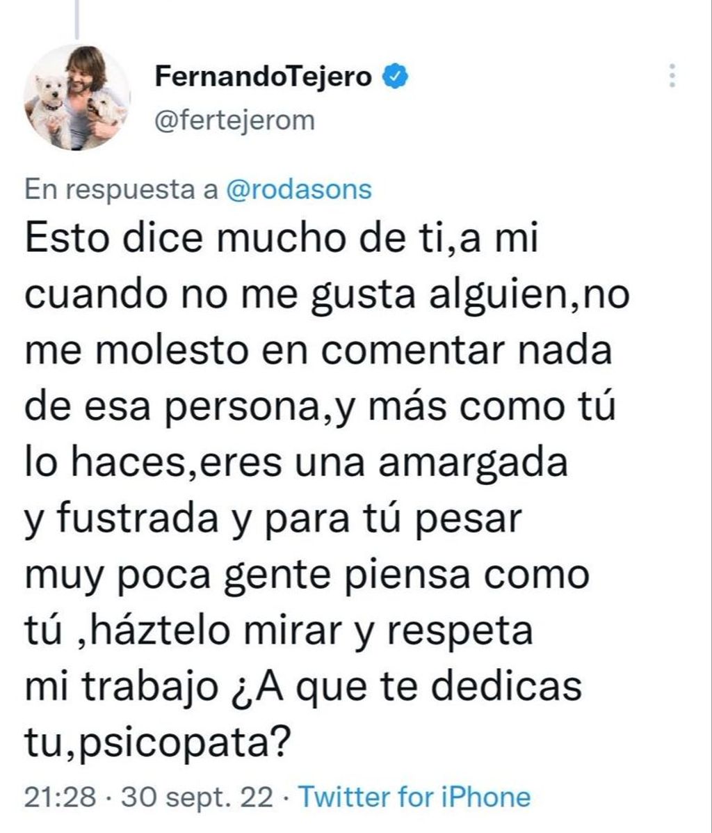 Fernando Tejero y su última polémica tuitera