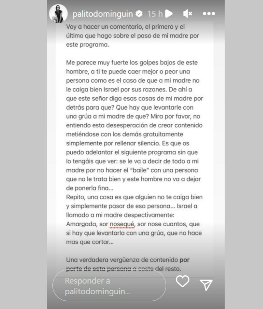 Palito Dominguín carga contra Israel Arroyo