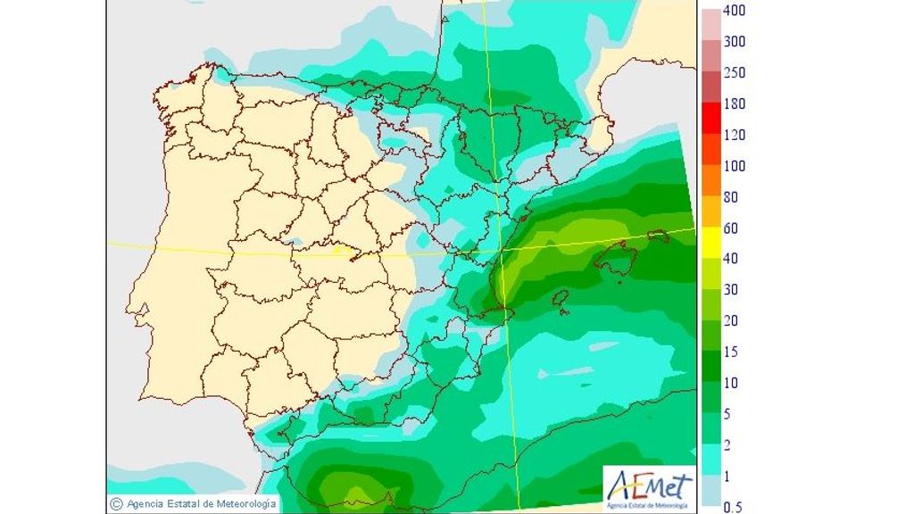 Precipitación media prevista para el miércoles 12