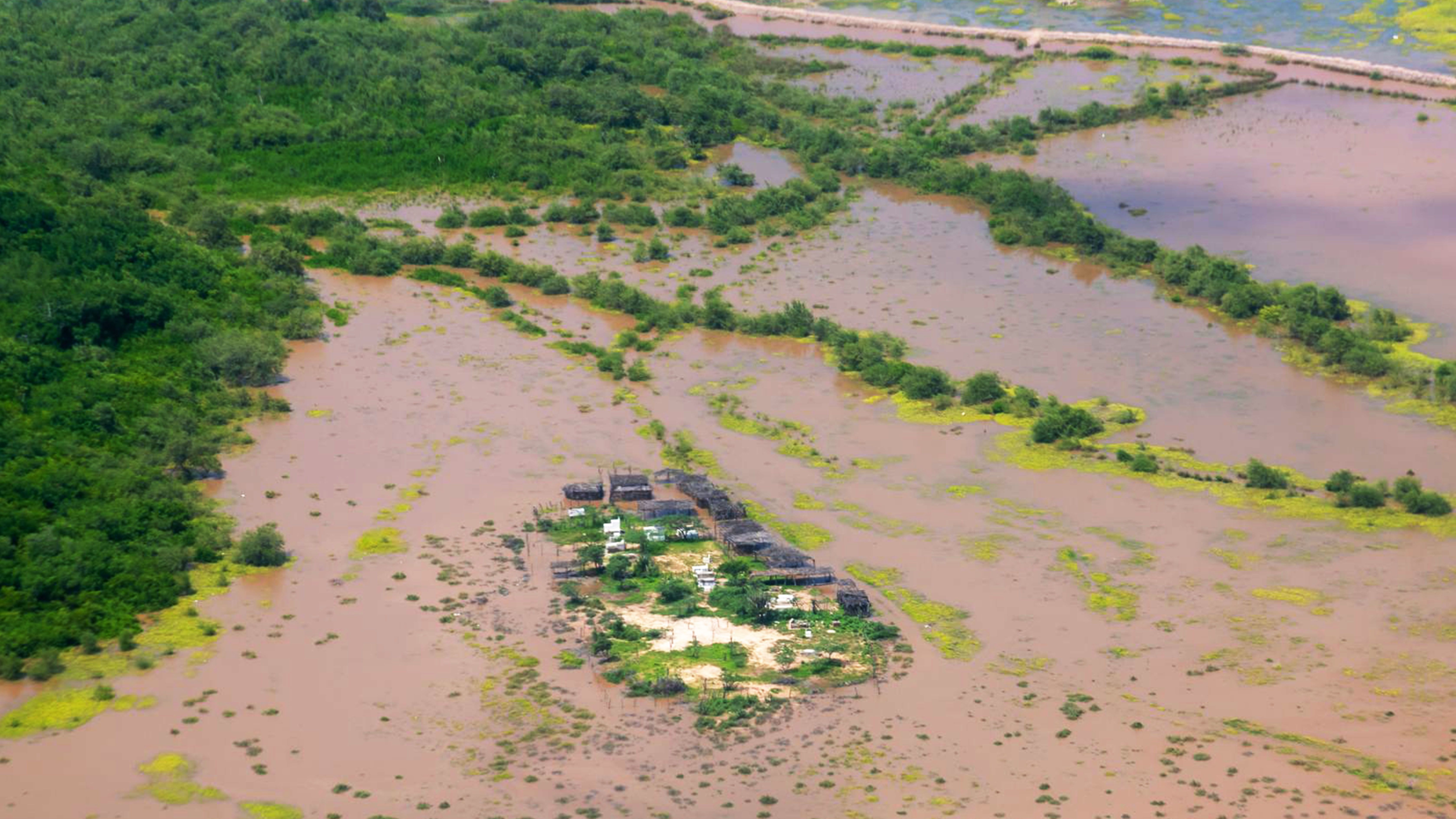 Tierras inundadas luego del paso del huracán Julia por la Guajira (Colombia)
