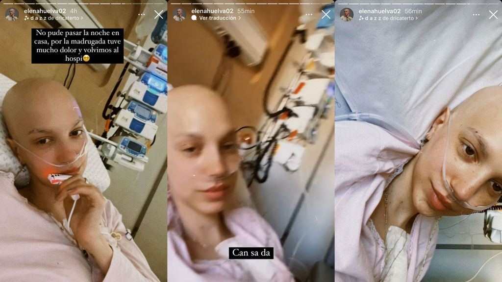 Historias de Instagram de Elena Huelva en el hospital