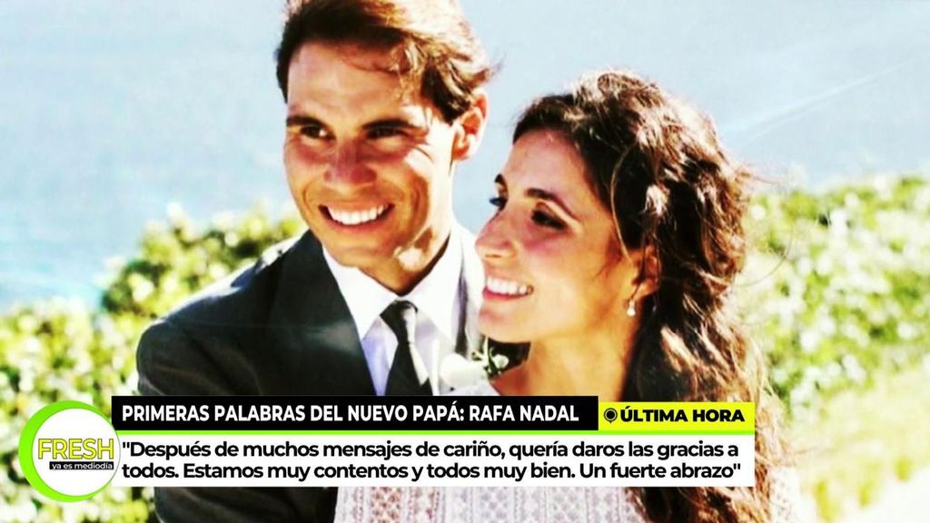 Rafa Nadal y Mery Perelló abandonan el hospital junto a su bebé