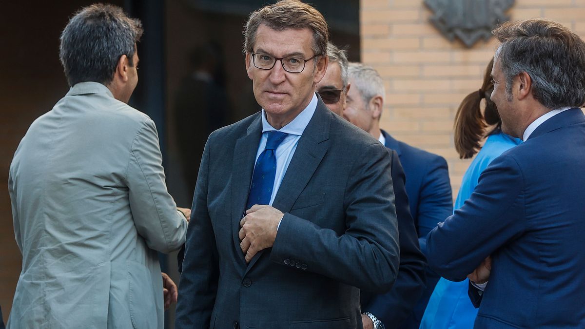 El presidente del PP, Alberto Núñez Feijóo, regresa a Valencia