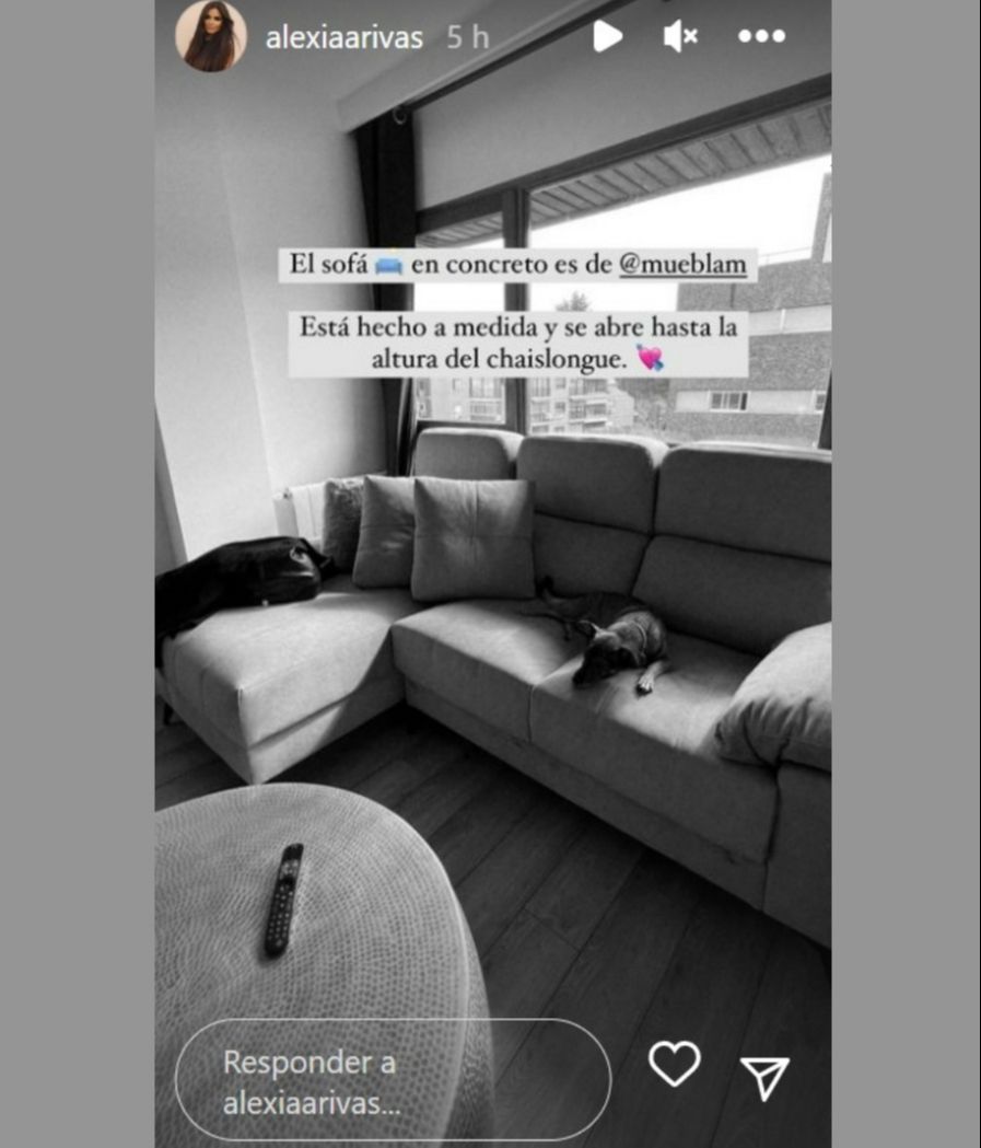 Alexia Rivas enseña su sofá de diseño