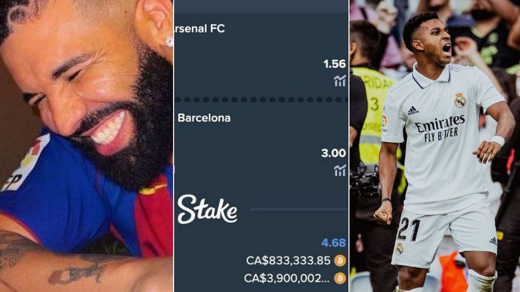 La noche para olvidar de Drake: apuesta 800.000 euros a la victoria del Barça, y vacilado por Rodrygo