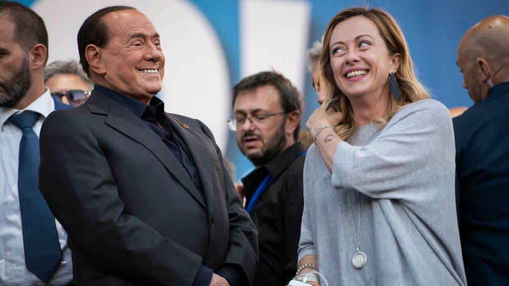 Silvio Berlusconi, líder de Forza Italia y Giorgia Meloni, líder de Hermanos de Italia.