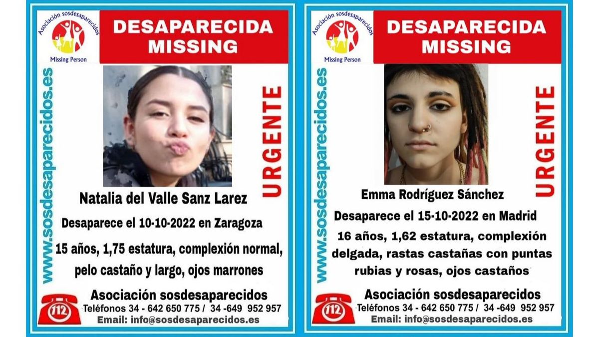 Buscan a dos menores de 15 y 16 años desaparecidas en Zaragoza y Madrid, respectivamente
