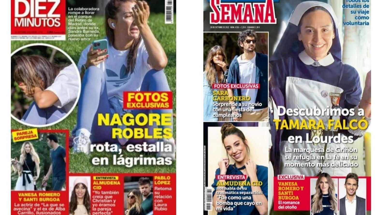 Portadas de los últimos números de las revistas 'Diez Minutos' y 'Semana'