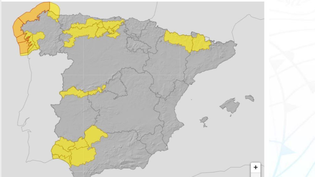 Avisos por lluvias, viento y fenómenos costeros previstos para el viernes 21