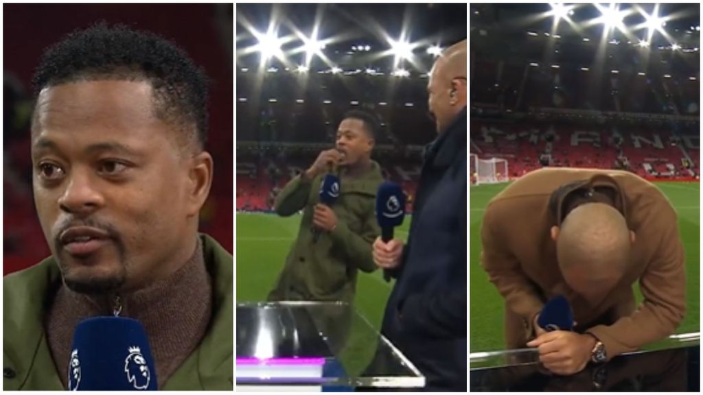 Patrice Evra sorprende a todos en plena entrevista: se pone a comer césped de Old Trafford