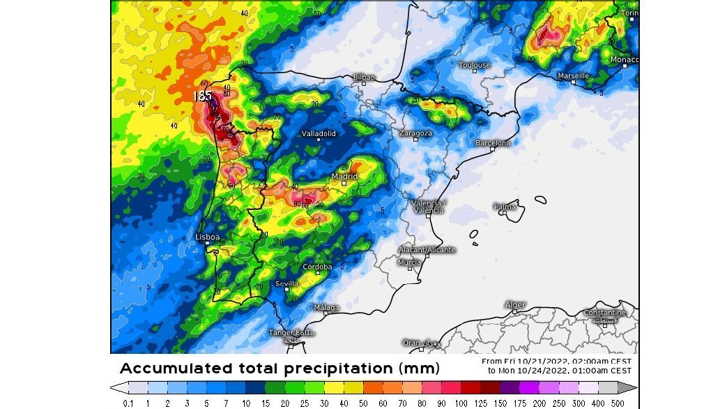 Precipitación prevista el resto de la semana