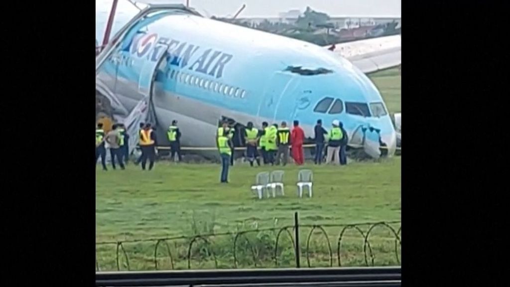 Accidente de avión en Filipinas: la aeronave se salió de la pista de aterrizaje por las fuertes lluvias