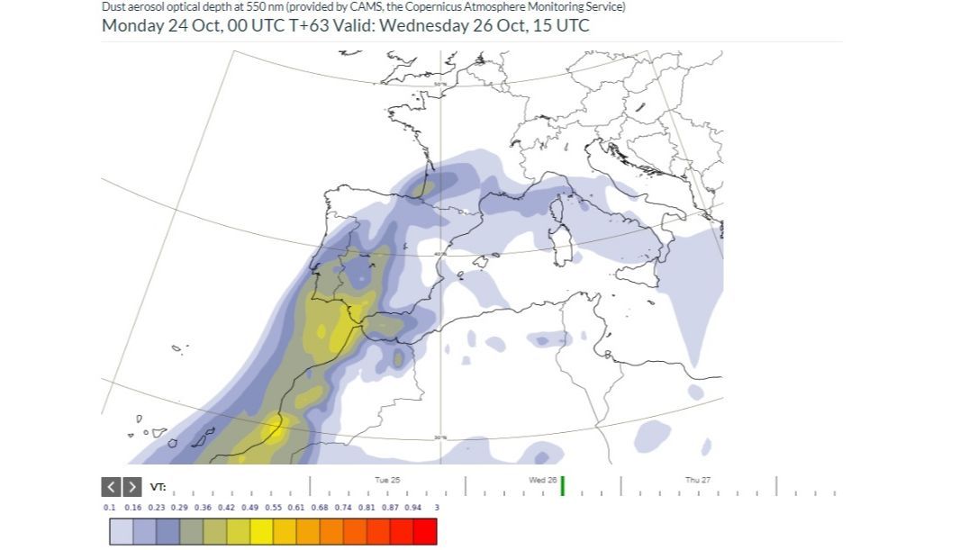 Nube de polvo sobre España