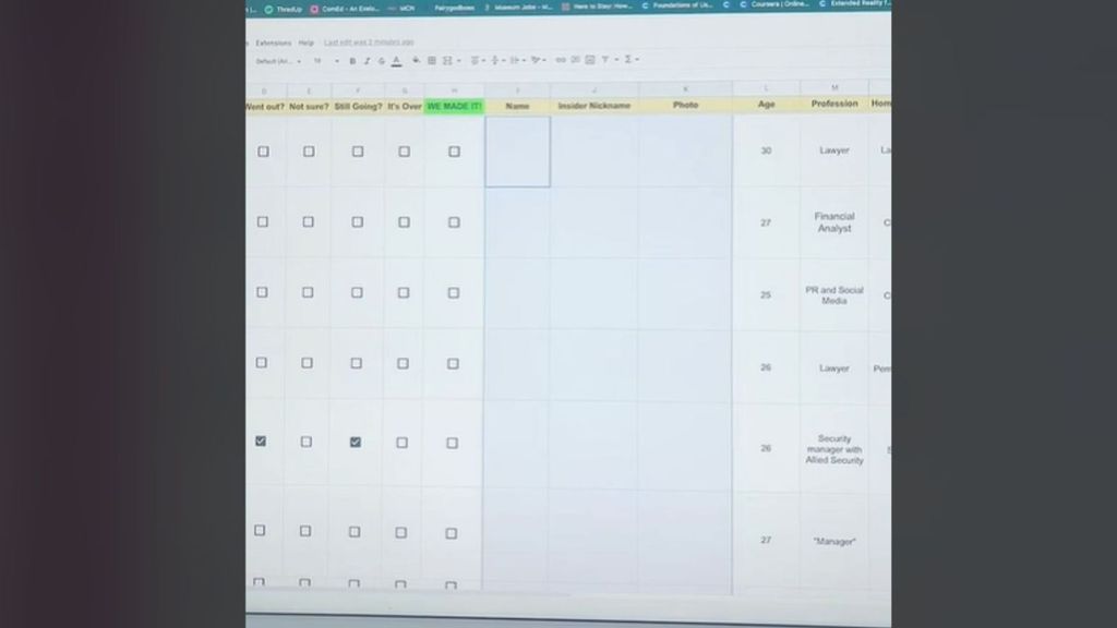 Una tiktoker crea un Excel para gestionar su vida amorosa