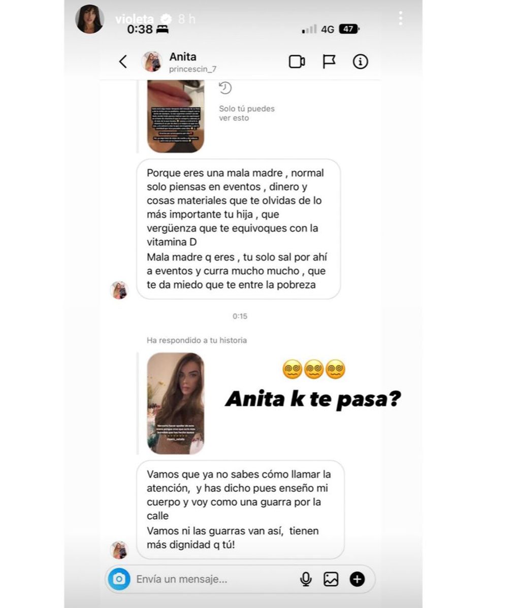 Violeta Mangriñán ha compartido las críticas desmedidas que ha recibido y que la tachan de mala madre