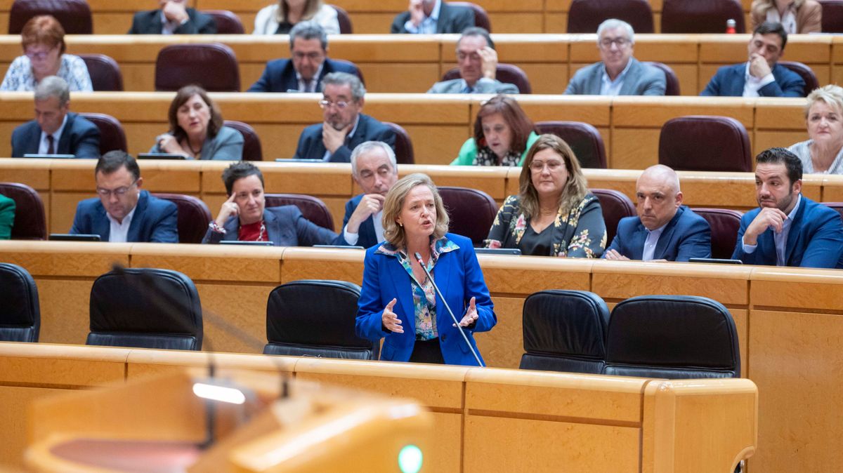 La vicepresidenta primera del Gobierno, Nadia Calviño, en el Senado La vicepresidenta primera del Gobierno, Nadia Calviño, en el Senado