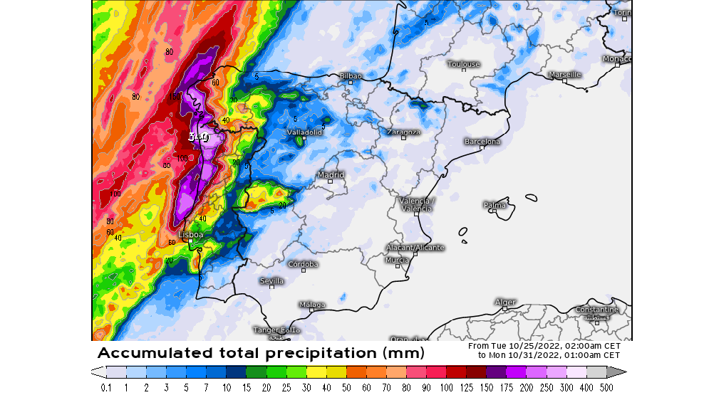 Precipitación prevista hasta el domingo