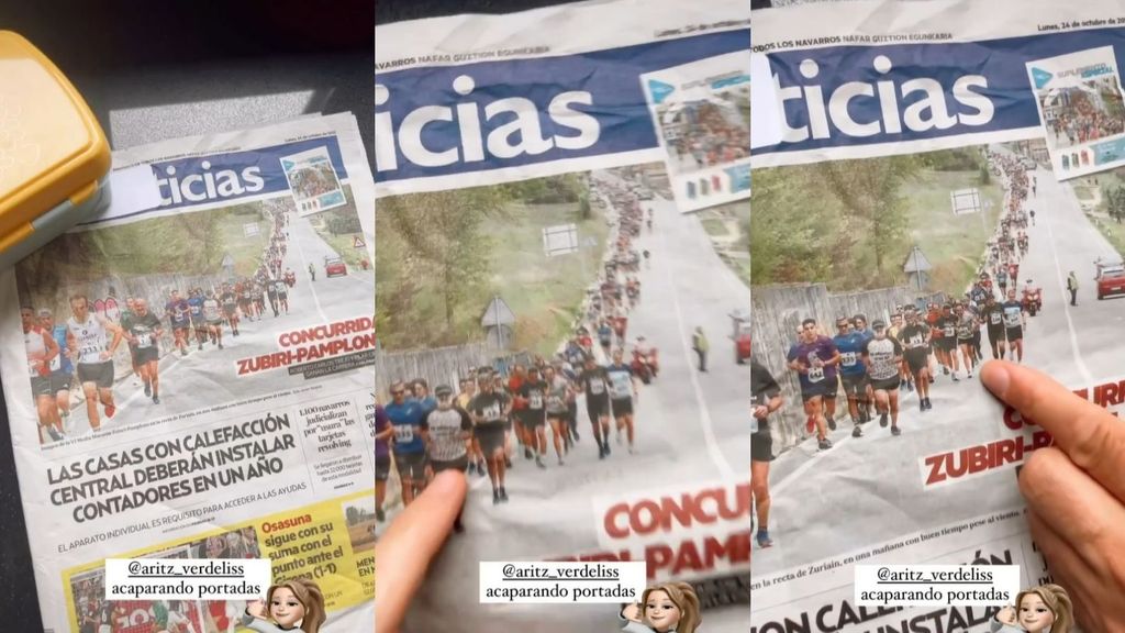 Verdeliss muestra la portada del periódico en el que sale Aritz Seminario