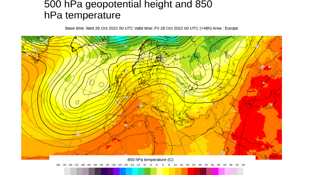 Temperatura y geopotencial 500 hPa