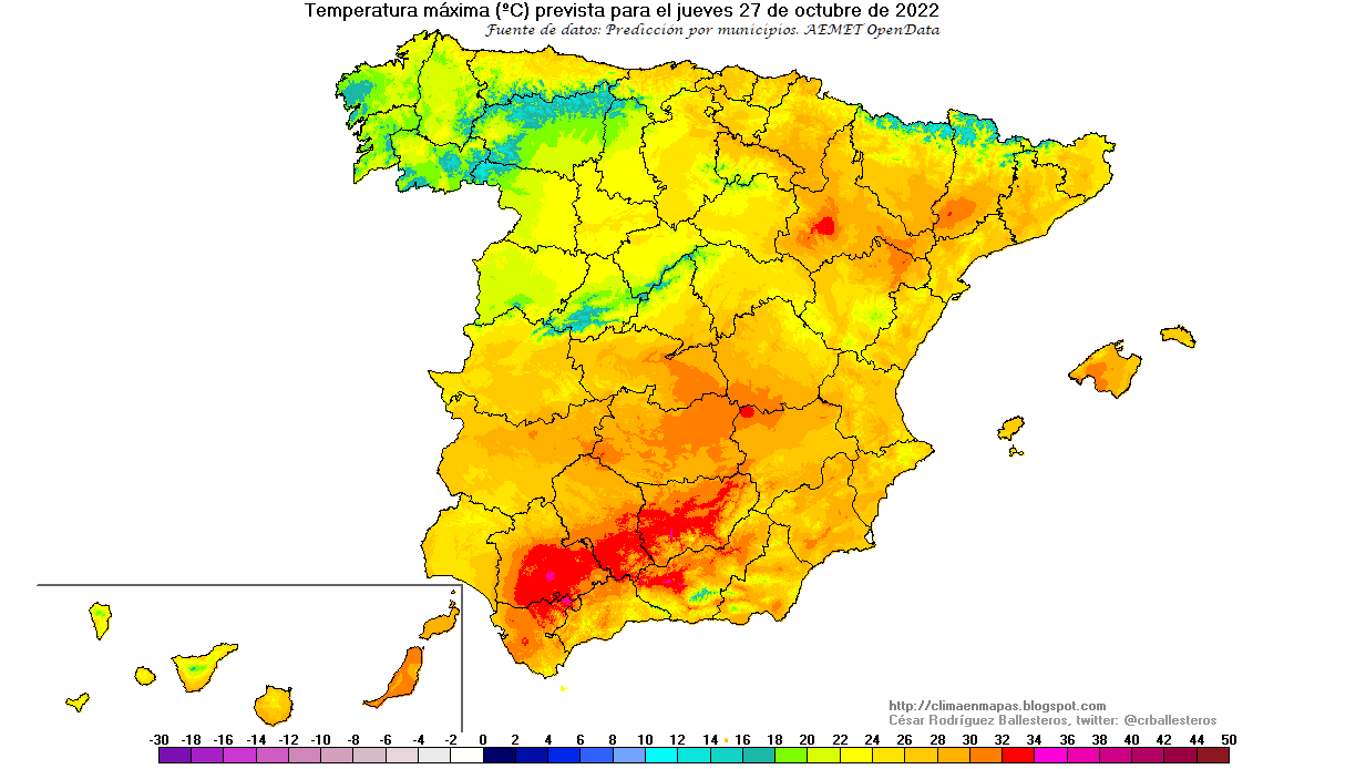Temperaturas máximas para el jueves