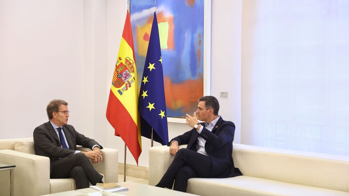 Pedro Sánchez y Alberto Núñez Feijóo, en su reunión del 10 de octubre para desbloquear la renovación del CGPJ