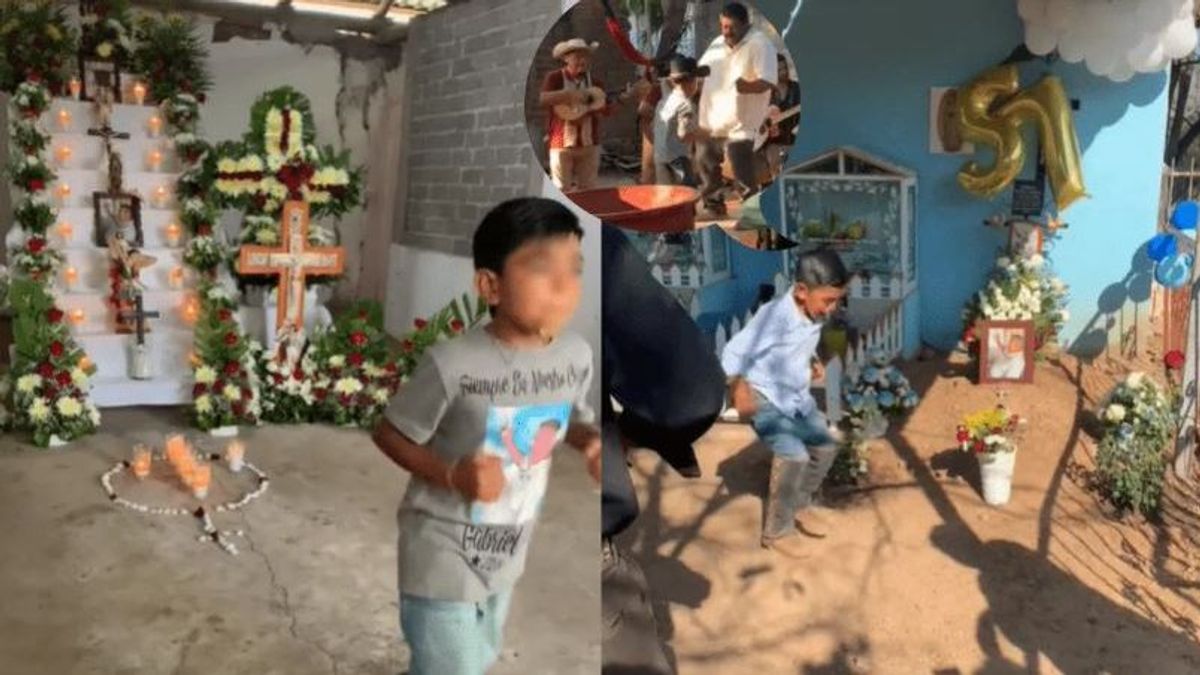 Se vuelve viral el baile de un niño alrededor de la tumba de su padre