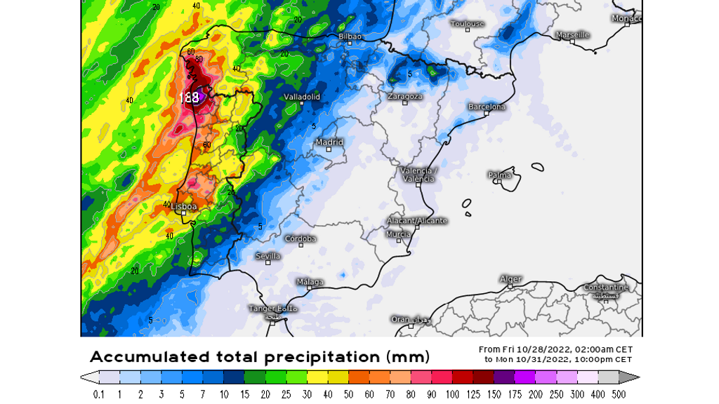 Precipitación prevista hasta el lunes 31