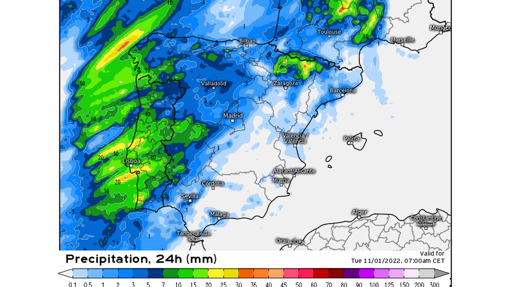 Precipitación prevista para el día y la noche de Halloween