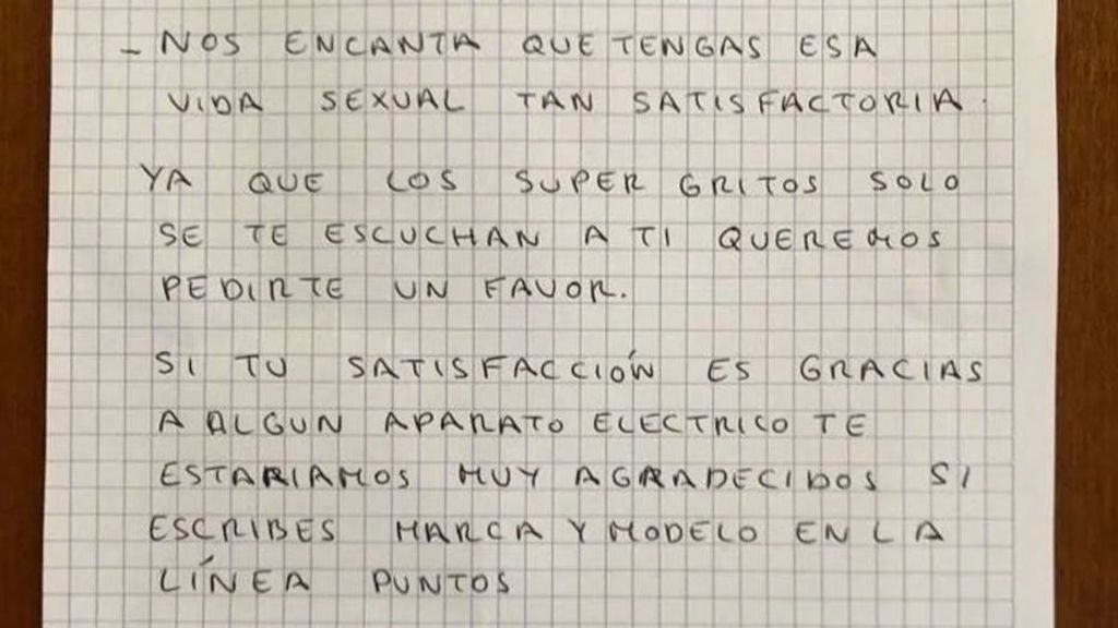 La nota para una vecina de Elgoibar: "Que viva el sexo, pero grita un poco menos"