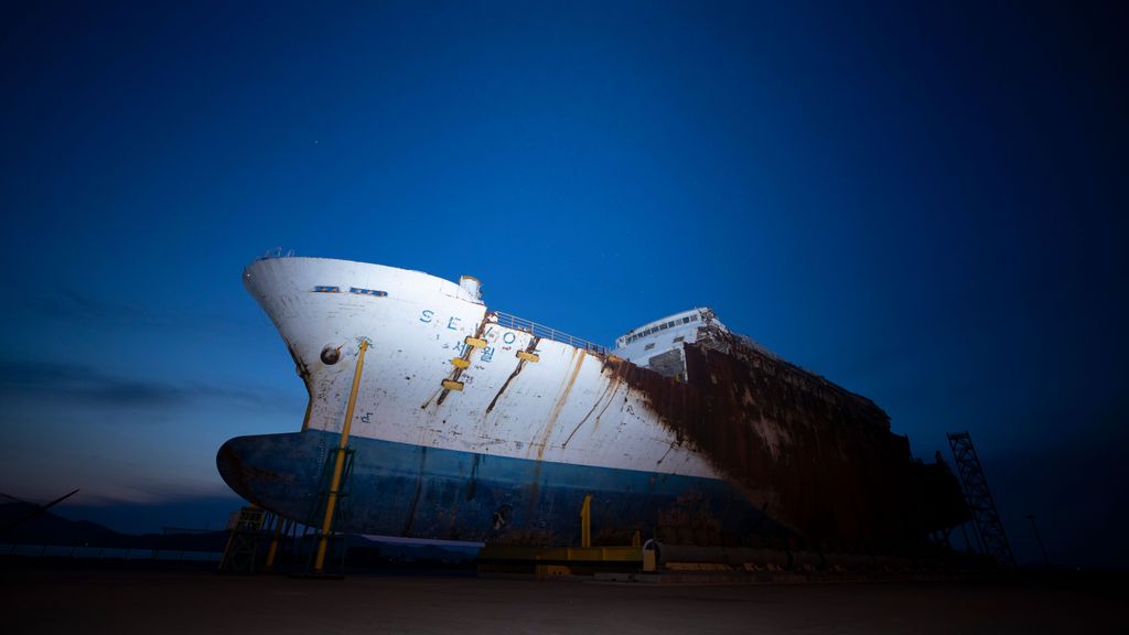 EuropaPress 2827994 16 april 2020 south korea mokpo general view of the salvaged sewol ferry at