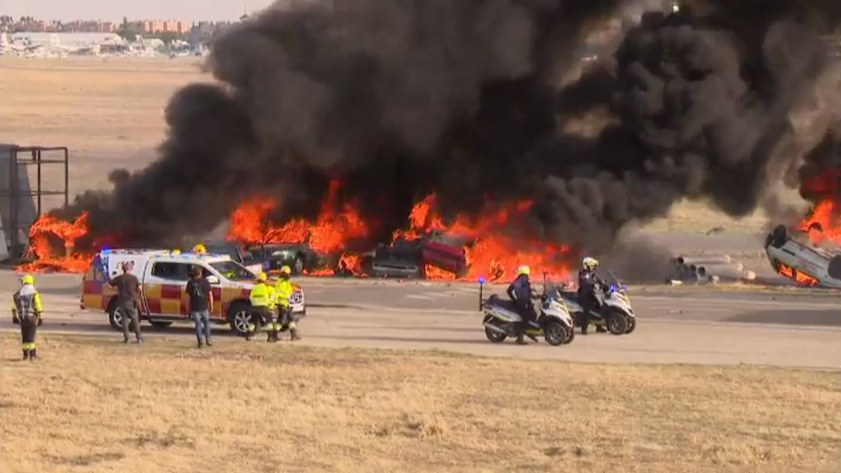 Exitoso simulacro de emergencias en la base aérea de Cuatro Vientos, Madrid