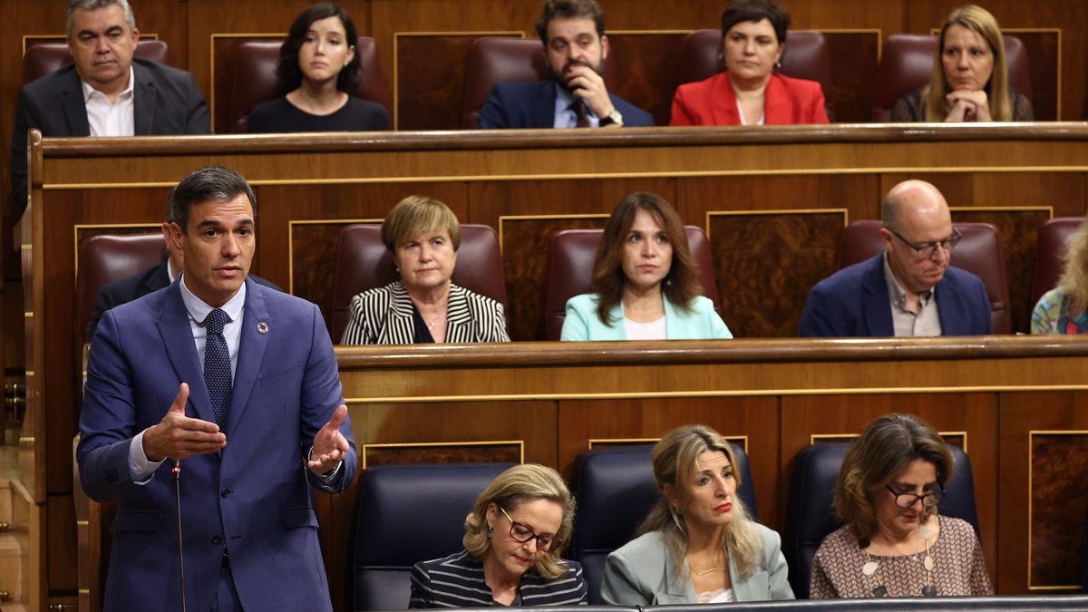 El presidente del Gobierno, Pedro Sánchez, en el Congreso