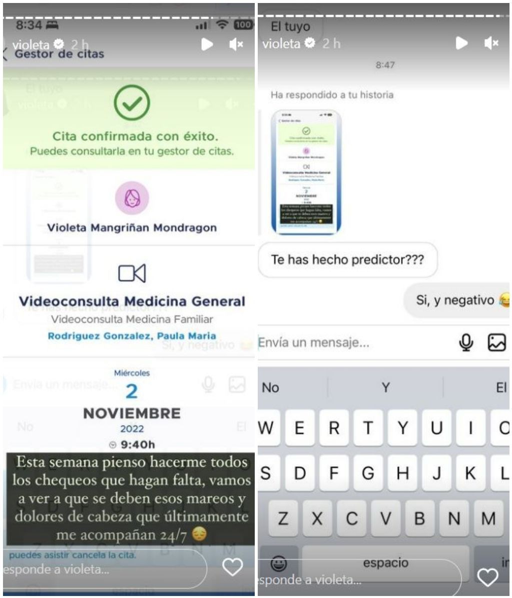 Violeta Mangriñán se hace un test de embarazo tras sufrir "mareos y dolores de cabeza"