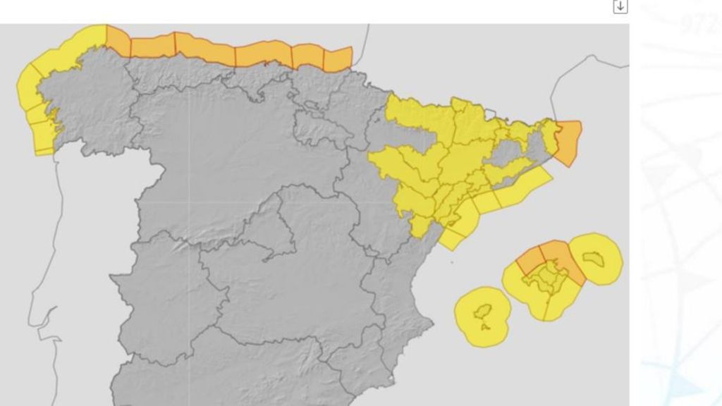 Avisos por viento y temporal marítimo previstos para el viernes 4