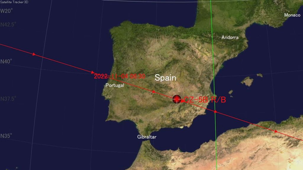 Los restos del cohete chino que han provocado restricciones en el espacio aéreo en España caen finalmente en el Pacífico (Noviembre 2022)