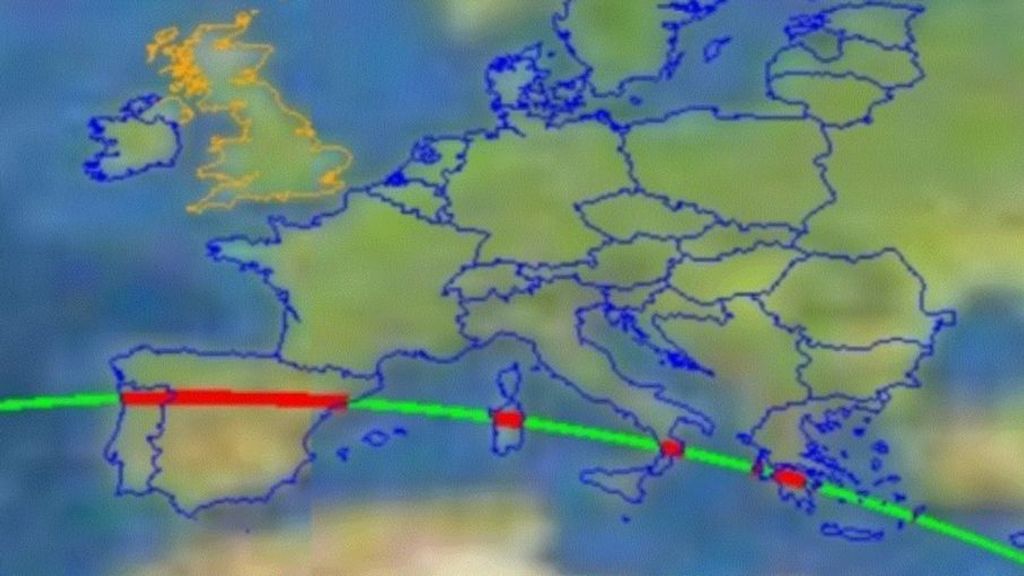 Mapa de la trayectoria del cohete chino