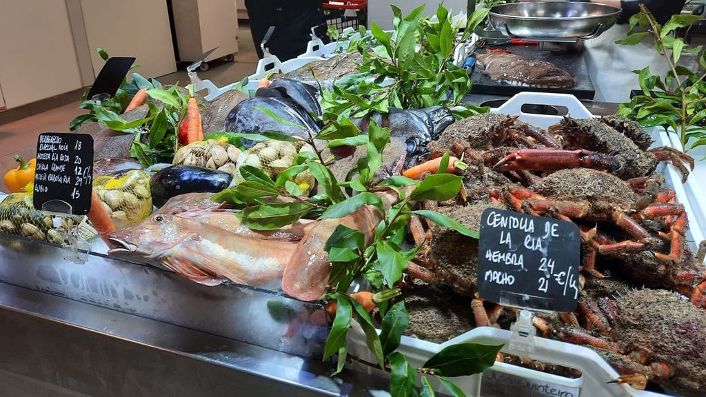 Marisco en un mercado de Vigo.