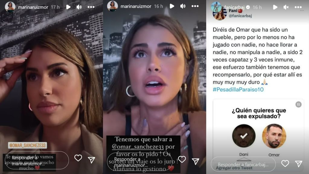 Marina Ruiz y Fani Carbajo quieren que se salve de la expulsión Omar Sánchez