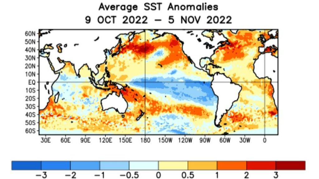 Anomalía del a temperatura superficial del océano