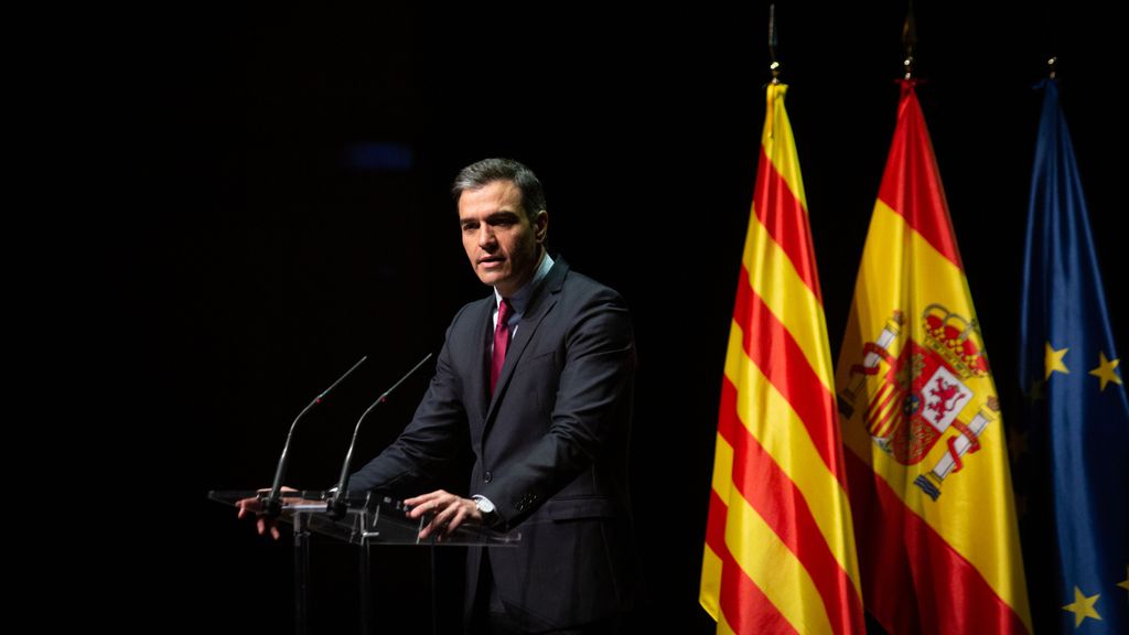 Pedro Sánchez durante su conferencia en el Liceo de Barcelona donde anunció los indultos el 21 de junio de 2021
