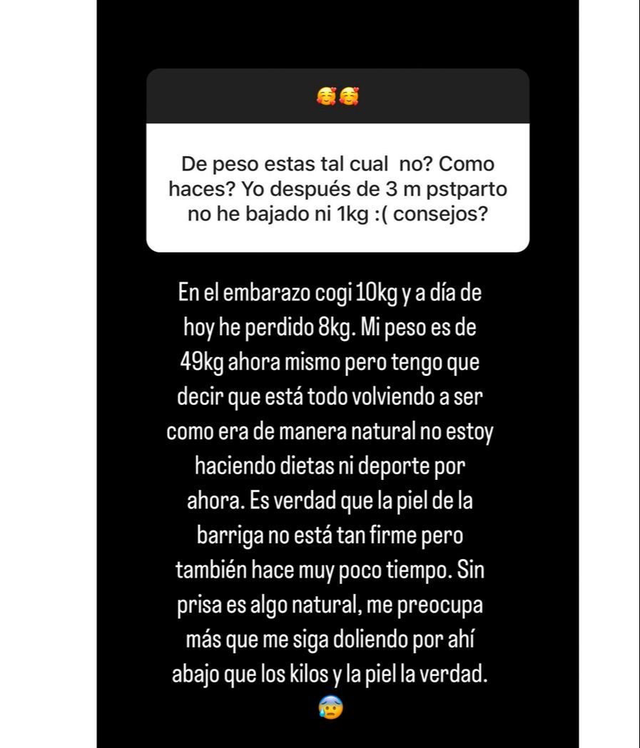 Lucía Sánchez descubre los kilos que ha perdido tras dar a luz