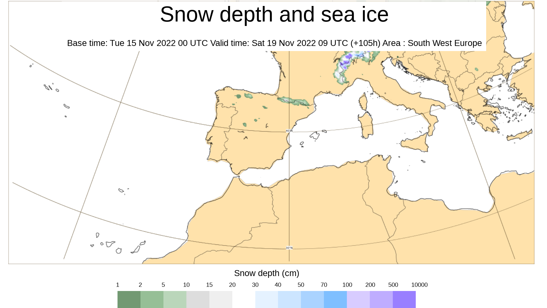 Nieve prevista para la madrugada del sábado