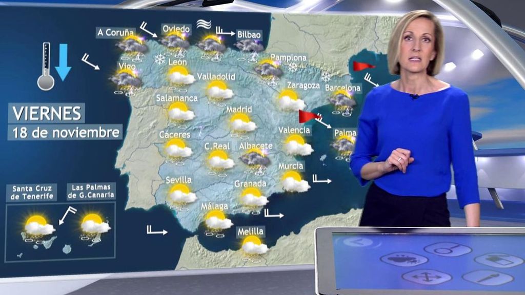 Lluvias fuertes, viento y primeras nevadas este viernes: el tiempo que hará en España