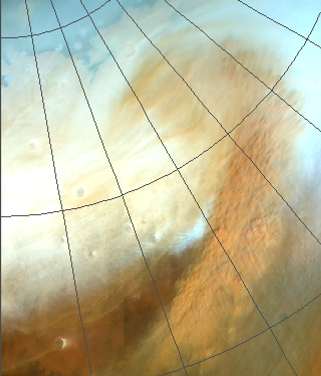 Nubes espirales observadas en Marte