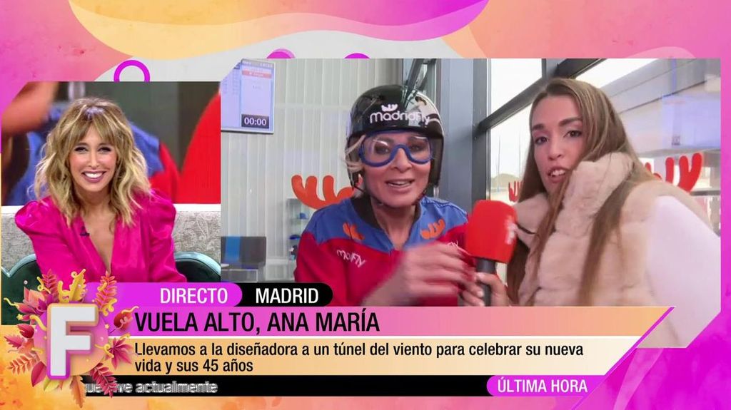 Ana María Aldón celebra su 45 cumpleaños en un túnel de vuelo