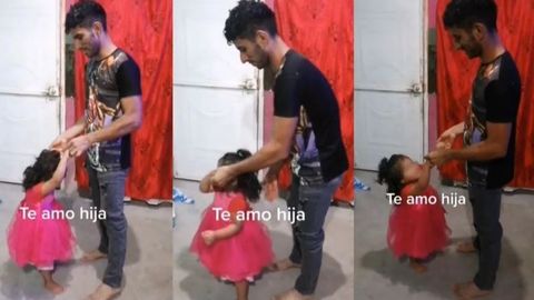Se viraliza en TikTok el baile de un padre con su niña pequeña