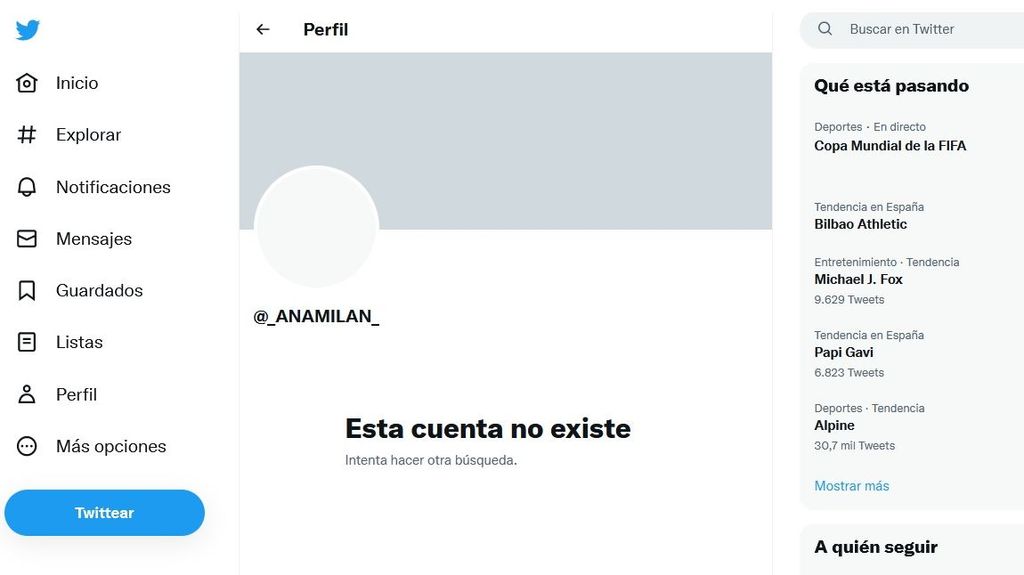 Ana Milán cierra definitivamente su perfil en Twitter