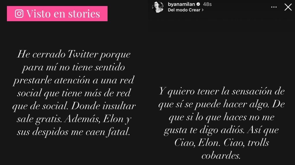 Ana Milán explica por qué ha cerrado su cuenta de Twitter